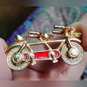 Swarovski Crystals Signed Tandem Bicycle Pendant